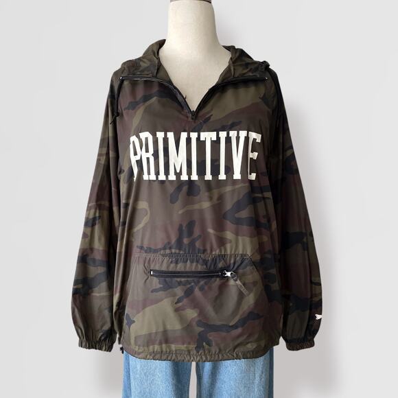 Primitive Camo Hooded Anorak 1/4 Zip Jacket Windbreaker M Gorpcore Skateboarding - Picture 1 of 8